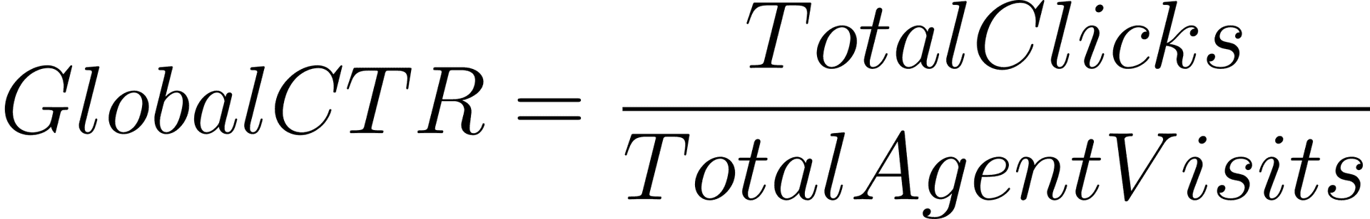 Global CTR formula: Total Clicks divided by Total Agent Visits
